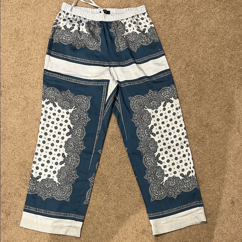 J Crew Blue and White Patterned Pants